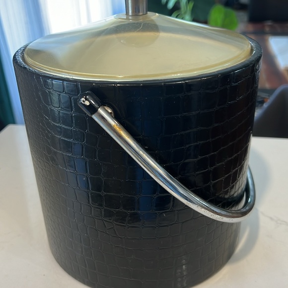 Vintage Modern Shelton Designs Black faux leather and White Lucite Ice bucket - Picture 2 of 5
